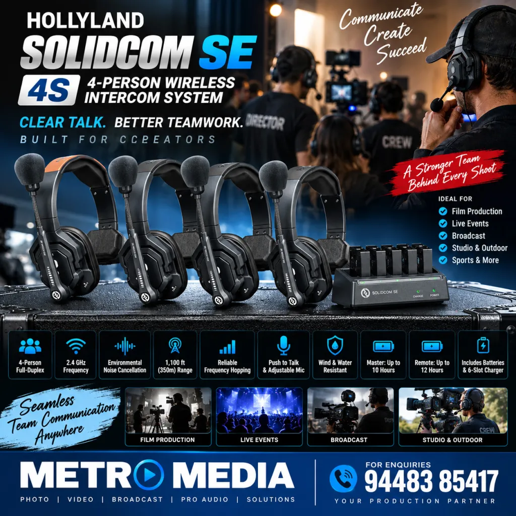 Hollyland Solidcom SE Global 4S 4-Person Full-Duplex Single-Ear Noise-Canceling Headset Intercom System (2.4 GHz)