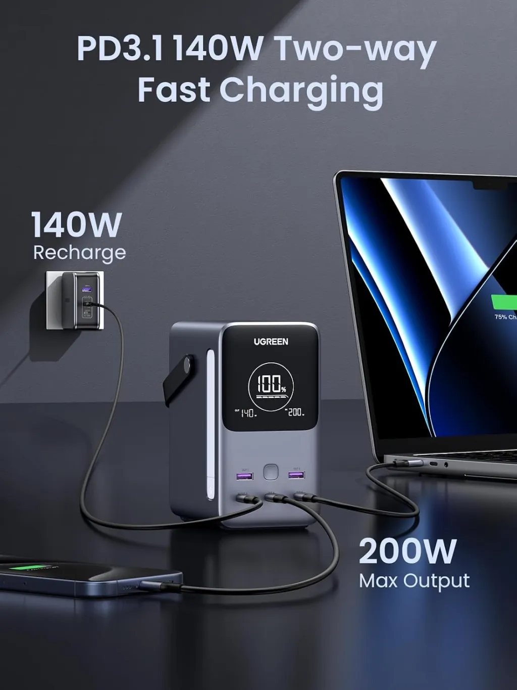 UGREEN 300W 48,000mAh Portable Charger Power Bank