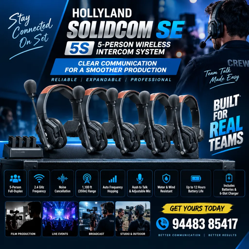 Hollyland Solidcom SE Global 5S 5-Person Full-Duplex Single-Ear Noise-Canceling Headset Intercom System (2.4 GHz)