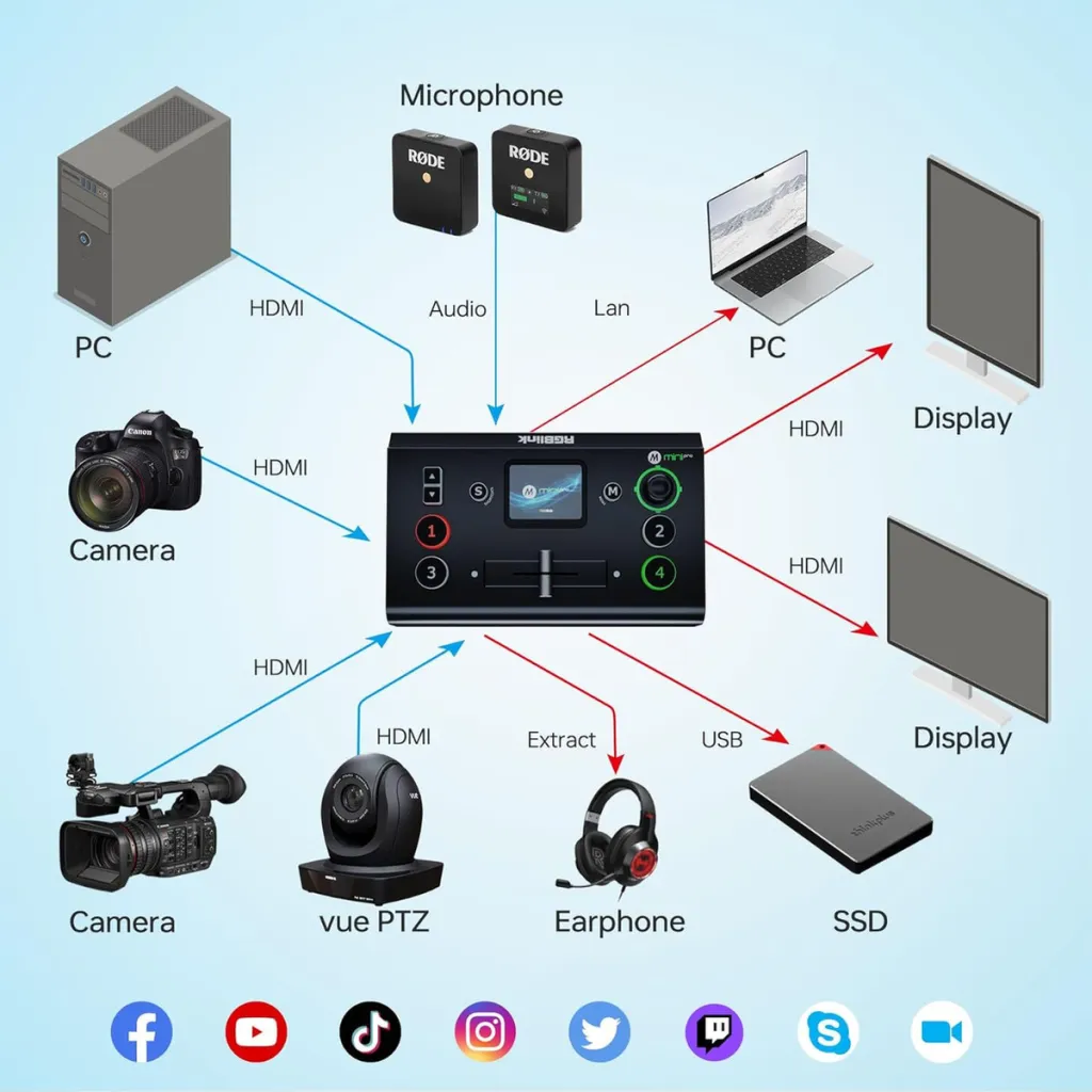 RGBlink Mini Pro V3  4-Channel HDMI Live Streaming Video Switcher