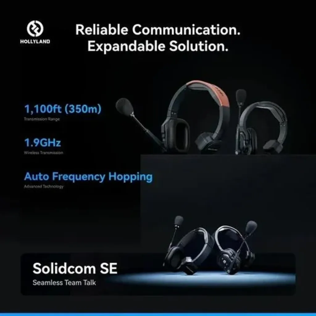 Hollyland Solidcom SE Global 5S 5-Person Full-Duplex Single-Ear Noise-Canceling Headset Intercom System (2.4 GHz)